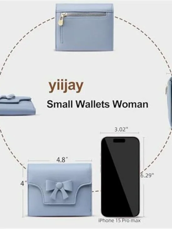 Small Wallet for Women Cute Bowknot RFID Blocking Bifold Leather Credit Card - Picture 4 of 6